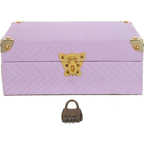 Boîte à Bijoux en Bois Vintage Verrouillable, Coffret Moyen Décoratif en Bois pour Colliers et Boucles D’oreilles, Organisateur Multifonctionnel pour Chambre et Bureau, Boîte (1/5)