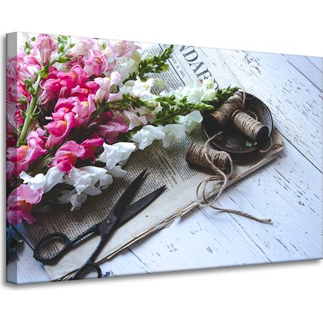 Stampa su tela Flora Bocche di leone 90x60 cm Bouquet di fiori