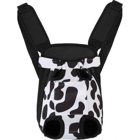 Sac à dos de transport Inspack pour chien et chat, sac ventral ajustable chiots/chiens taille moyenne, pattes libres, souple, aéré, motif vache (1/5)