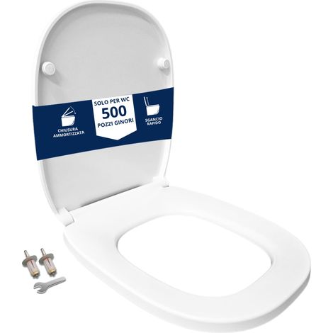 Copriwater 500 Pozzi Ginori Soft Close e Sgancio Rapido termoindurente bianco come originale (1/4)