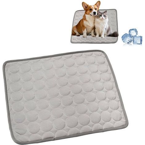 Tappetino rinfrescante per gatti grigi, taglia L 70x55 cm, auto-rinfrescante per animali di taglia media – Antiscivolo e resistente all'acqua, cuscino estivo (1/5)