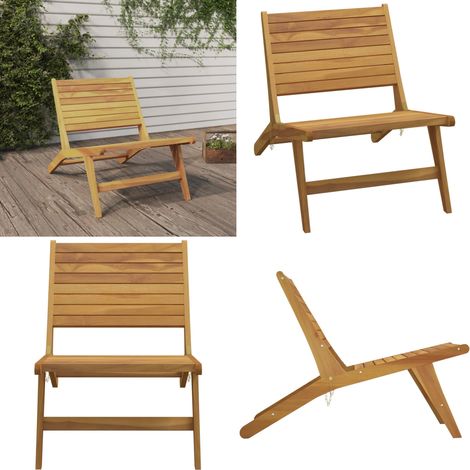 Chaise de jardin Bois de teck solide - Chaise De Jardin - Fauteuil De Jardin - Meubles De Jardin - Bois De Teck - Chaise Pliante - Home & Living (1/5)