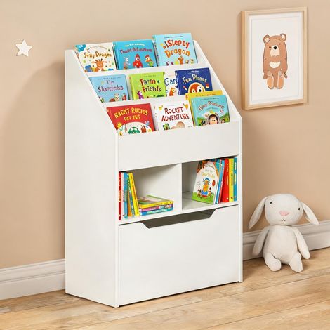 Étagère de rangement enfant 3 tablettes 2 cubes tiroir mobile 90 (1/5)
