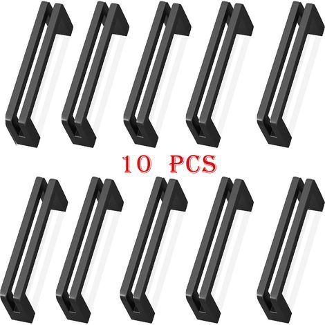 Set mit 10 schwarzen Möbelgriffen – 96 mm Lochabstand – Bohrfreie Montage – Zinklegierung für Schränke und Schubladen (1/5)