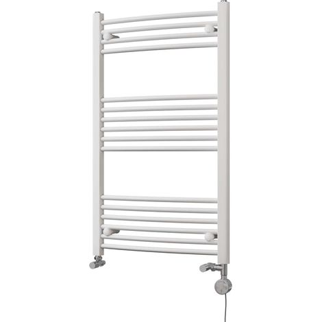 Zennor - White Dual Fuel Towel Rail H1000mm x W600mm Thermostatic - Curved (1/3)