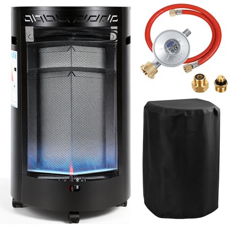 Jiubiaz Blue Flame Gasheizer 4200W halbrund, 2 Heizstufen, ODS, Piezozündung, 4 Rollen, inkl. 2 EU-Adaptern (1/5)