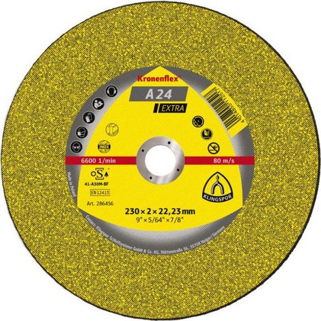 Disque Abrasif Convexe - 230 mm - Épaisseur 3 mm - Alésage 22,23 mm - Vitesse Max 80 m/s - 1 Pièce