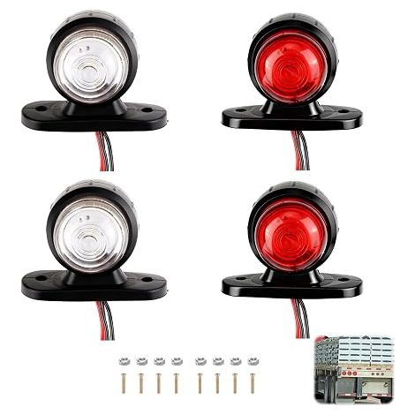 Feux latéraux de camion position arrière blancs rouges à LED Gabarit Remorque pour remorque camionnette bus SUV caravane (1/5)