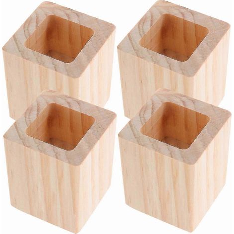 Coussinets rehausseurs en bois massif, compatibles avec les canapés et les lits, lot de 4 coussinets carrés rehausseurs. (1/5)