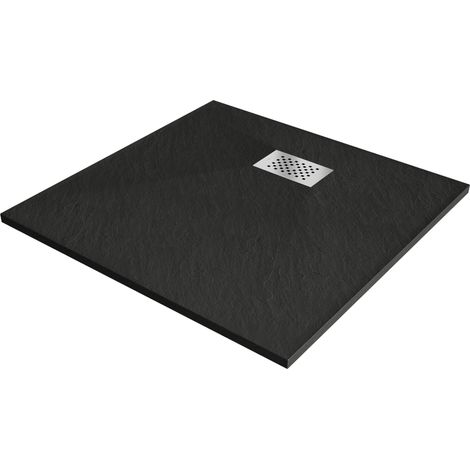 Bac à douche Mexen Hugo carré SMC 90 x 90 cm, noir, cache en inox - 42709090-X (1/5)