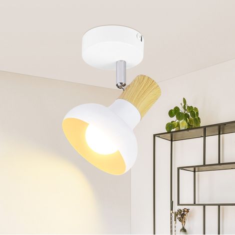 Deckenstrahler 1 Flammig GBLY Deckenleuchte Vintage - Deckenlampe Weiß Flur Strahler Industrial Metall Deckenspots E14 Innen 350°Schwenkbar Spots für Schlafzimmer Wohnzimmer(Ohne Leuchtmittel)