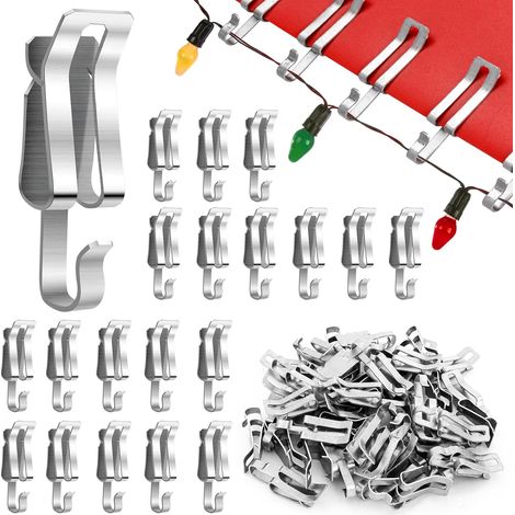 50er-Pack Metall-Haken für Weihnachtsbeleuchtung, Dachrinnenaufhänger, Dachlichter, saisonale Schindeln, Weihnachtsdekoration, Silber (1/5)