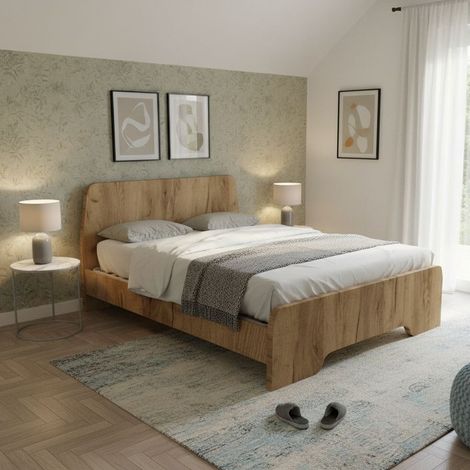 Letto matrimoniale 160x200 con testata sagomata - Dormiose - Quercia