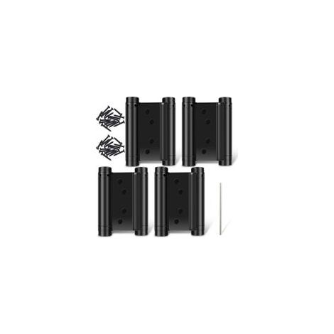 Lot de 4 charnières à ressort à double action, robustes, en acier inoxydable - Charnières de porte battante à fermeture automatique, réglables pour portes de café-bar (1/5)