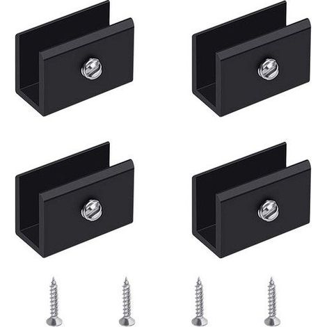 Pièces de Support d’Étagère en Verre Murale Support Tablette Verre Noir, Fixation Tablette Verre Réglable en Alliage (1/5)