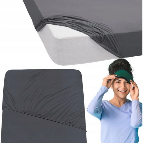 Sábana bajera ajustable de algodón jersey 160x200 antracita, acero, gris oscuro (1/5)