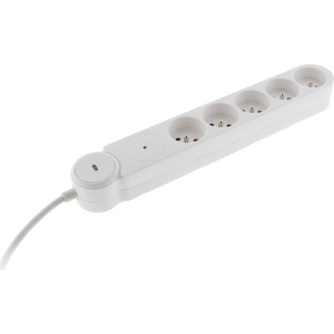 Multiprise parafoudre Iota 5x16A + interrupteur - Blanc - Zenitech (1/4)