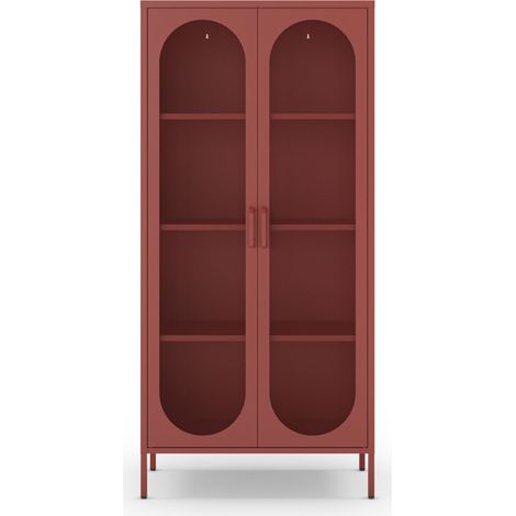 Vaisselier 2 portes en métal H170cm - Terracotta - Zio