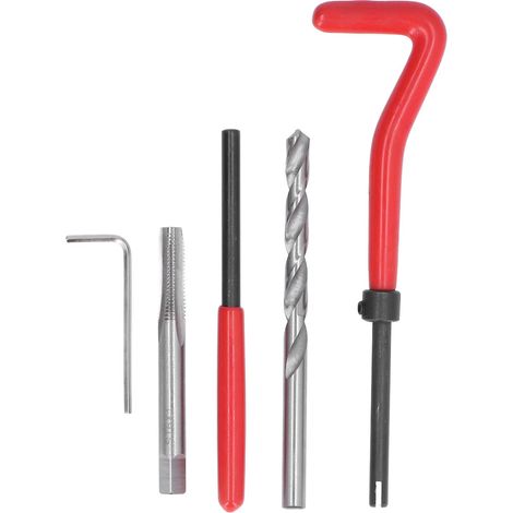 Le kit de réparation de filetage M10 (comprenant un taraud HSS, un foret et un outil d'extraction de cosse cassée) convient à la réparation des filetages M10x1,0 mm endommagés. (1/5)