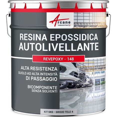 Resina epossidica autolivellante per pavimenti, garage - REVEPOXY - 148 - 5 kg Grigio tele 4 - RAL 7047 - ARCANE INDUSTRIES