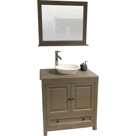 Ensemble meuble salle de bain moderne 80 cm + miroir gris - Boho (1/5)