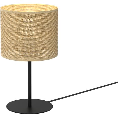 Lampe de table noire abat-jour jute Ø18 E27 Luminex
