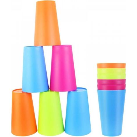 12 Pcs Gobelet Plastique 260ml Verre à Brosse à Dents 4 Couleurs Différentes Gobelet Réutilisable Portable pour Vaiss Eau Barbecue Anniversaire Camping Maison Enfant Whisky (1/5)