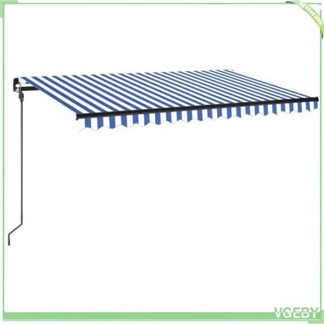 Auvent rétractable - FAFEICY - 3069101 - 400x300 cm - Bleu et blanc - Cadre aluminium + LED solaire (1/5)