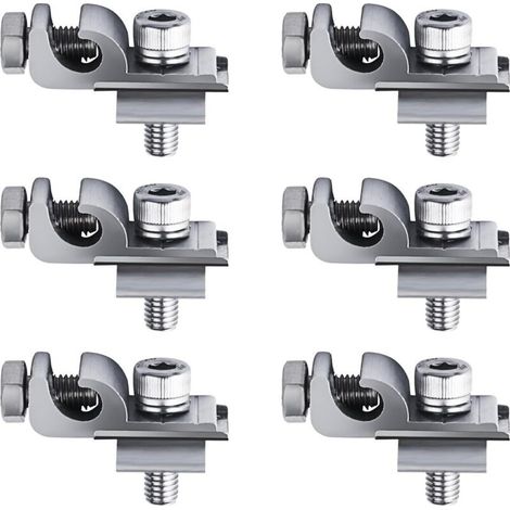 Pince de mise à la terre, 6 pièces, Clips de mise à terre pour panneau solaire, Aluminium lug standard, Support de montage pour panneau solaire, bornes à anneaux photovoltaïques (1/5)