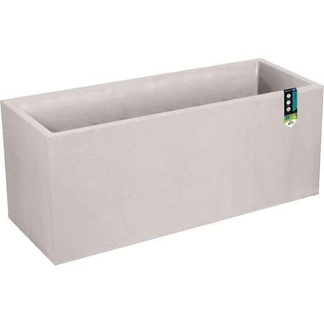 Jardinière 98 L - Décor Imitation Pierre - Double Paroi - Zone de Rétention d'eau - Modulable - 99,5 x 39,5 x 43,5 cm - Beige Calcaire (1/5)
