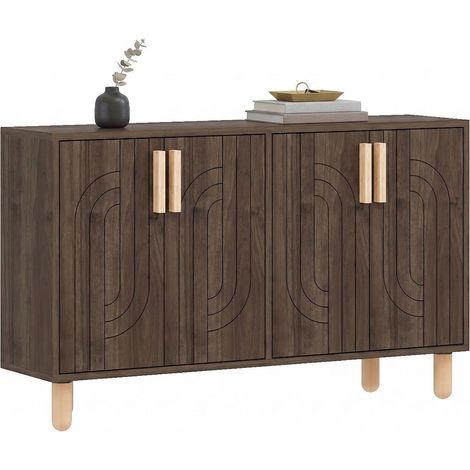 Credenza Venerina, Madia 2 Ripiani, 4 Ante, 4 Vani, 120x30x74h cm Marrone Noce