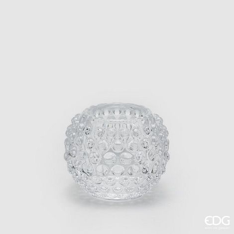 EDG Enzo De Gasperi Portacandela Bombata con Sfere H 6 Cm D 8 Cm Natural Trasparente