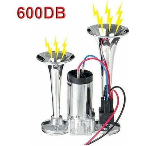 600DB 12V double trompettes électrovanne électrique Super fort voiture électrique klaxon d'air haut-parleur pour véhicule voiture SUV camion camion RV bateau (1/4)