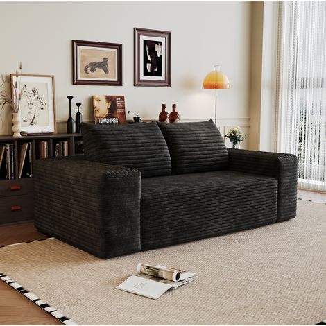 Divano modulare senza montaggio, design con linee pulite, tessuto corduroy, nero (1/5)