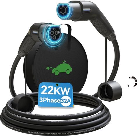 Câble de recharge EV, matériau TPU, longueur de 5 m, 22kw 32A 3Phases (1/5)