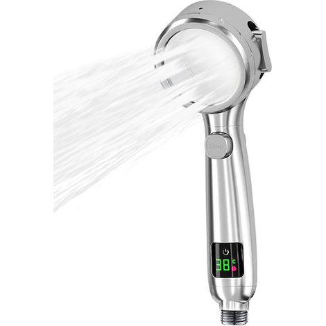 Affichage de la température du pommeau de douche, température LED, douchette haute pression, économie d'eau avec 4 jets différents (1/5)