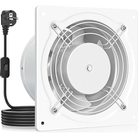 Air Extractor 150mm - Bathroom Silent with Check Valve, Cruise Control, Socket, Industrial Ventilation for Kitchen, Garage Basement Office, B-White (1/5)