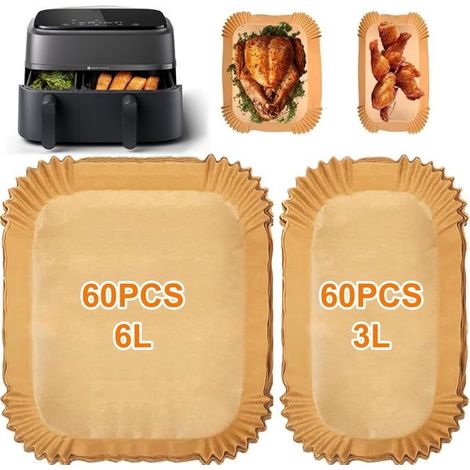 Backpapier für Airfryer Backpapierbögen für Philips Dual Basket Airfryer der Serien 3000 und 5000 (6 l/3 l) Modelle NA350/300 und NA550/500 120 S (1/2)
