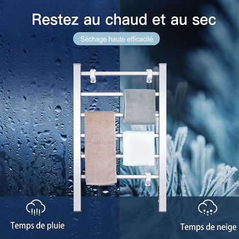 Porte-serviettes chauffant électrique multifonctionnel avec 6 barres - argent (1/5)