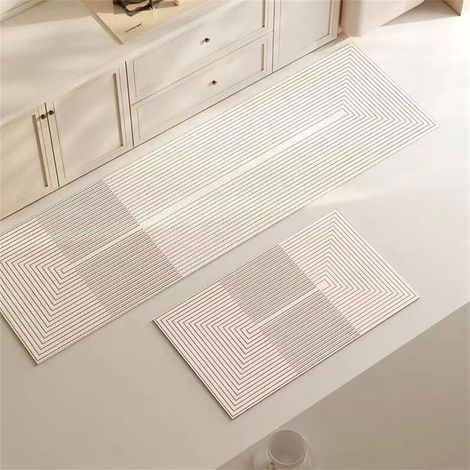 Tapis Cuisine Antidérapant Absorbant Diatomite Tapis de Cuisine Style géométrique, Tapis Cuisine Devant Evier, Lavable Tapis de Bain Tapis Vaisselle Tapis Douche (50x160cm,Labyrinthe) (1/5)