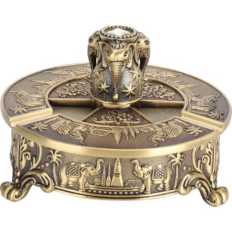 Cendrier Vintage Éléphant en Alliage de Zinc Bronze, Décoration Maison Haut de Gamme Artisanat Métal (1/5)