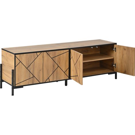 Mueble TV de MDF color madera natural 153 x 40 x 50 cm con 4 puertas (1/5)