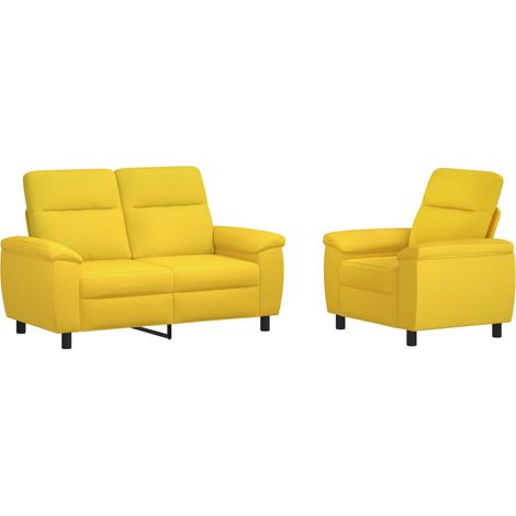 Sofa-Set 2 pcs Helles Gelb Stoff vidaXL