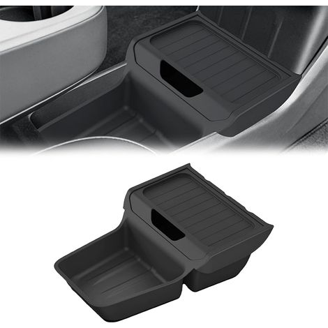 Organizador de consola central trasera para Tesla modelo Y Juniper Standard 2025-2026, caja de almacenamiento para asiento trasero con cubierta antideslizante, cubo de basura automático, accesorio Tes (1/5)