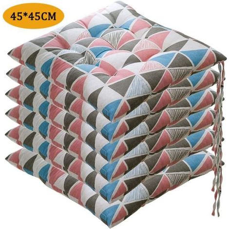 Lot de 6 Coussin de Chaise Coussins de Siège, Carré Tatami Respirant Schéma Coussins de Chaise Galette de Chaise, 4545cm,Style I (1/4)