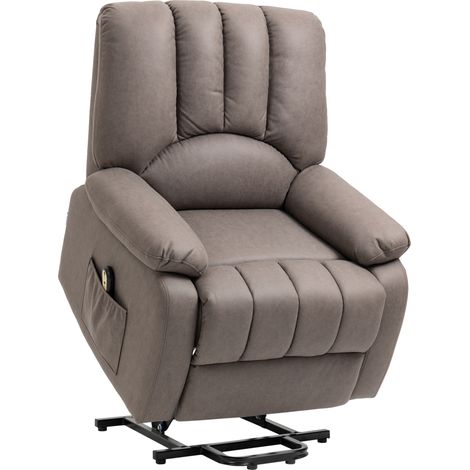 Poltrona reclinabile elettrica con sollevamento, poggiapiedi e telecomando, 86 x 92 x 102 cm, grigia