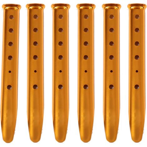 lot de 6 piquets de tente pour neige et sable - légers pour le camping, la randonnée et le trekking (orange) (1/4)