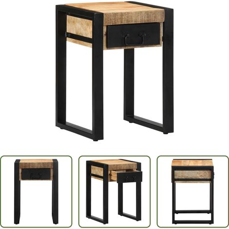 Bois de manguier - Table d'appoint 35x35x50 cm bois massif de manguier brut (1/5)
