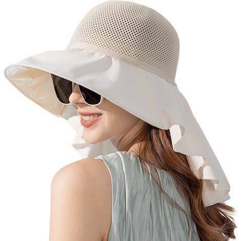 Chapeau Anti UV - Large Bordure - Protection Solaire UPF 50+ - Pour Jardinage - Rétractable Avec Rabat Pour La Nuque - 1 Pièce (1/5)