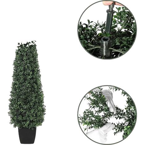 Árbol topiario, resistente a los rayos UV, sin necesidad de mantenimiento, 120 cm (4 pies) (1/2)